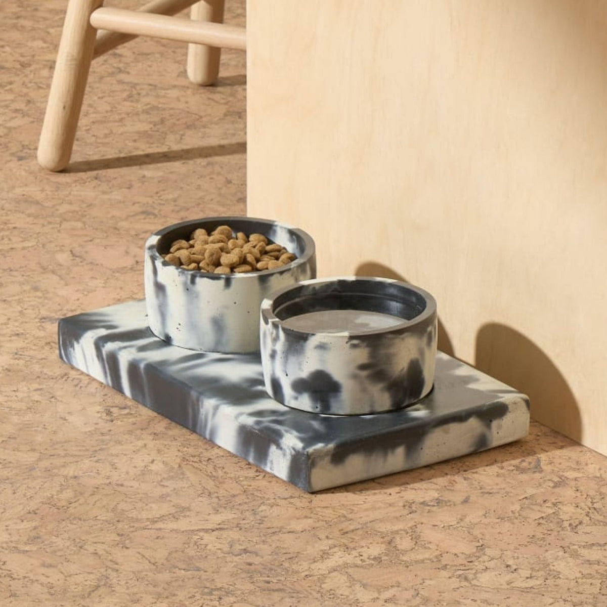 Concrete Pet Bowl Set by Smith & Goat (Charcoal & White) – view 2