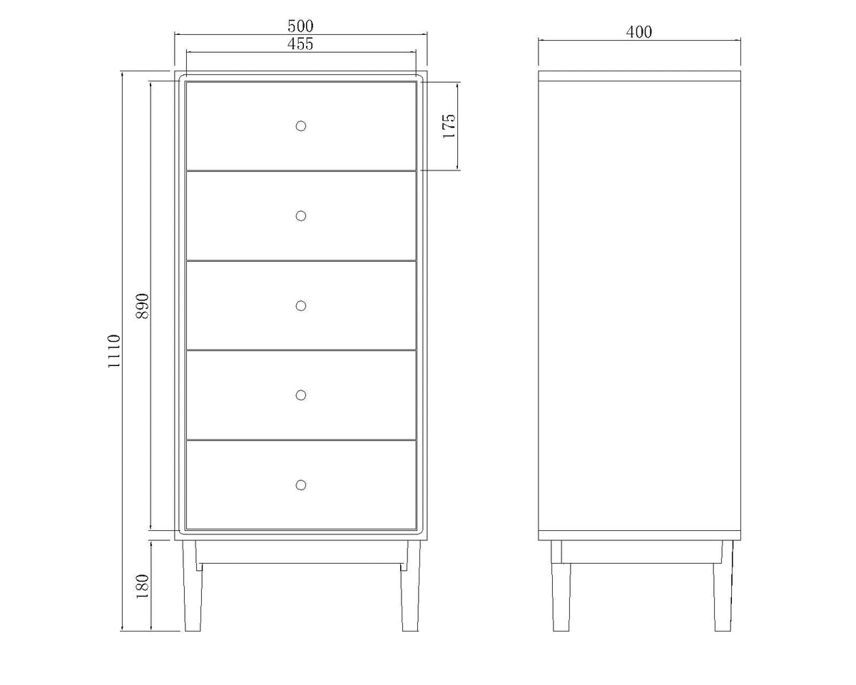 Wright Walnut Tallboy Chest of 5 Drawers – view 11