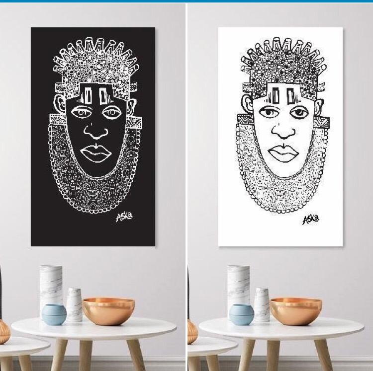 IDIA Ancient African Inspired A3 Giclée Art Print in White