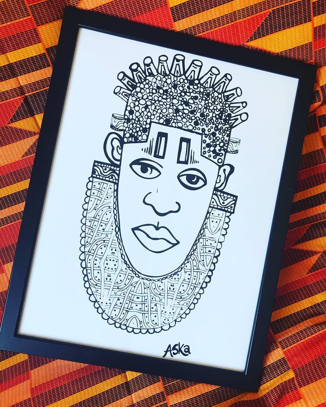 IDIA Ancient African Inspired A3 Giclée Art Print in Black