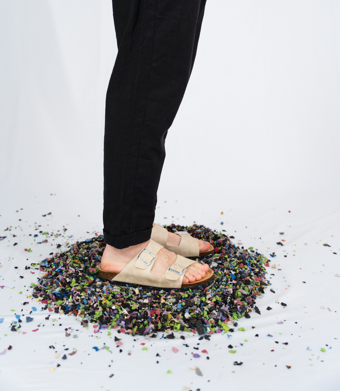 Pebble Recycled Vegan Leather Sandal - Beige – view 5