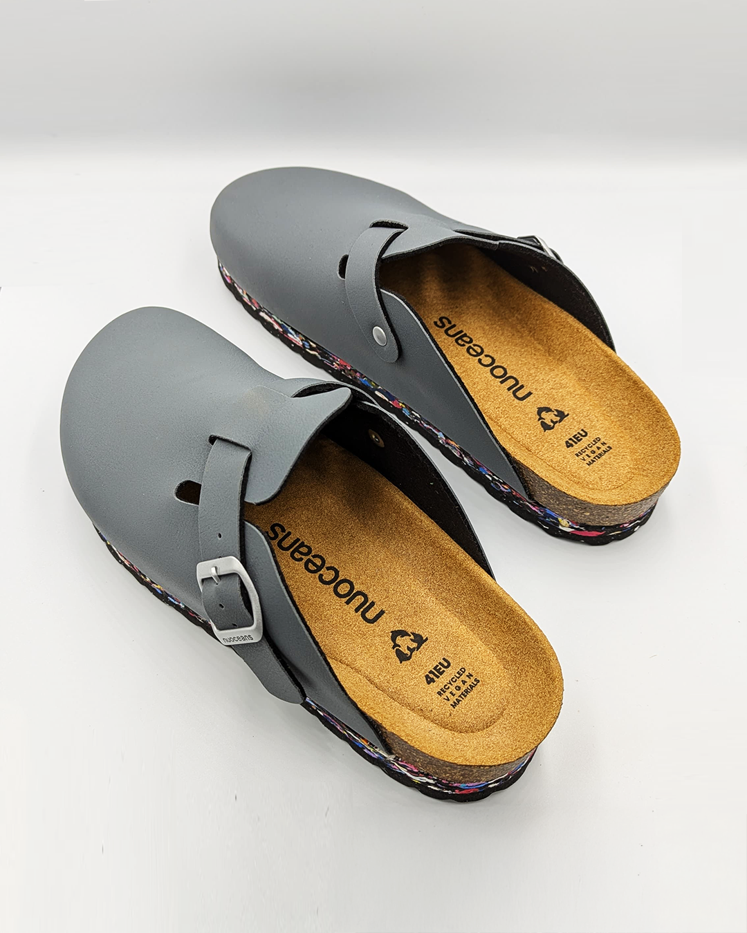 Smoke Recycled Vegan Leather Clog - Grey-Blue – view 4