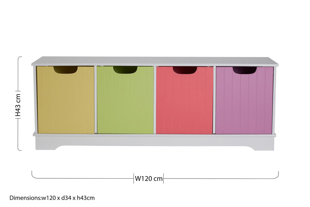 Isla Kids White and Multi Coloured 4 Drawer Storage Unit