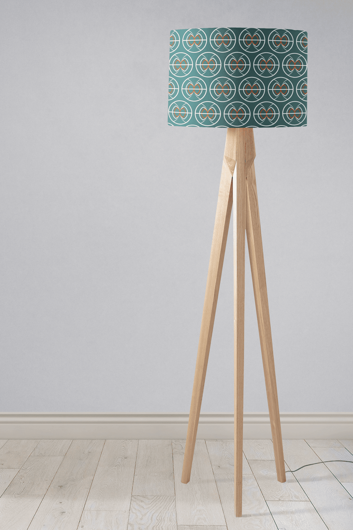 Teal and White Geometric Semi-Circle Design Lampshade, Ceiling or Table Lamp Shade – view 4