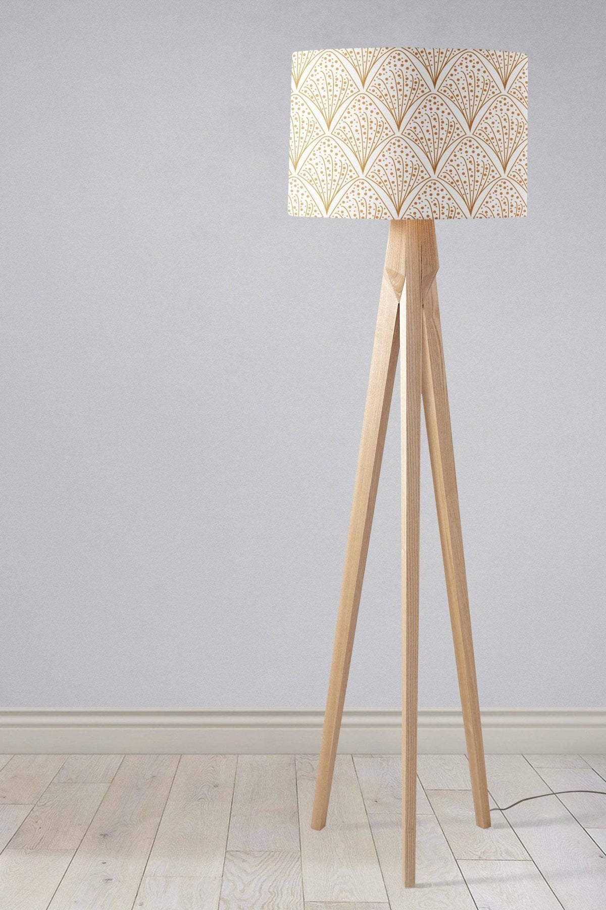 White Drum Lampshade, Gold Contemporary Design Shade for Table, Floor or Ceiling Pendant Light – view 3
