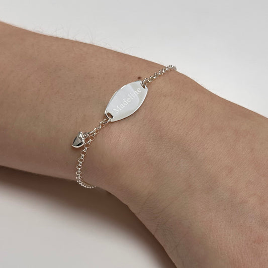 Personalised Kid's Sterling Silver Bracelet with Heart Charm