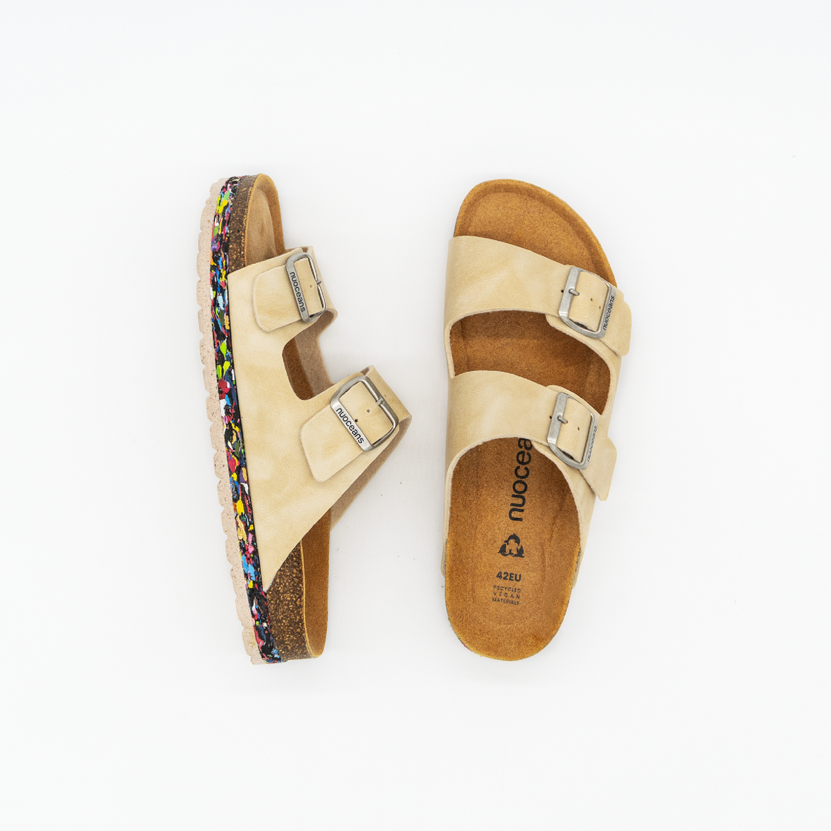 Pebble Recycled Vegan Leather Sandal - Beige – view 2