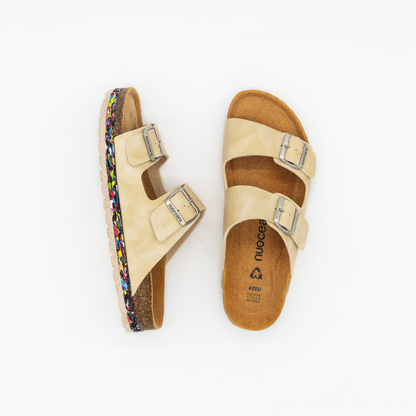 Pebble Recycled Vegan Leather Sandal - Beige – view 2
