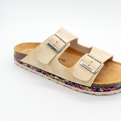 Pebble Recycled Vegan Leather Sandal - Beige – view 4