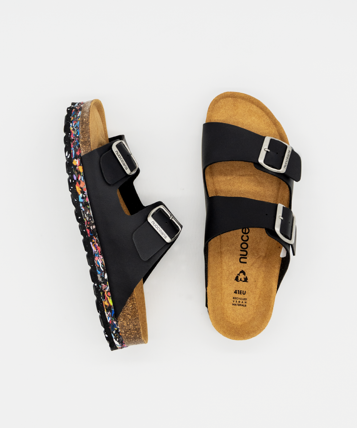 Onyx Recycled Vegan Leather Sandal - Black – view 2