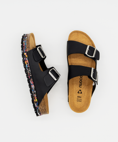 Onyx Recycled Vegan Leather Sandal - Black – view 2