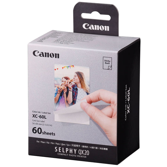Canon Xc-60L 54 x 85mm Card Size Photo Paper for Qx20 Printer - Pack of 60