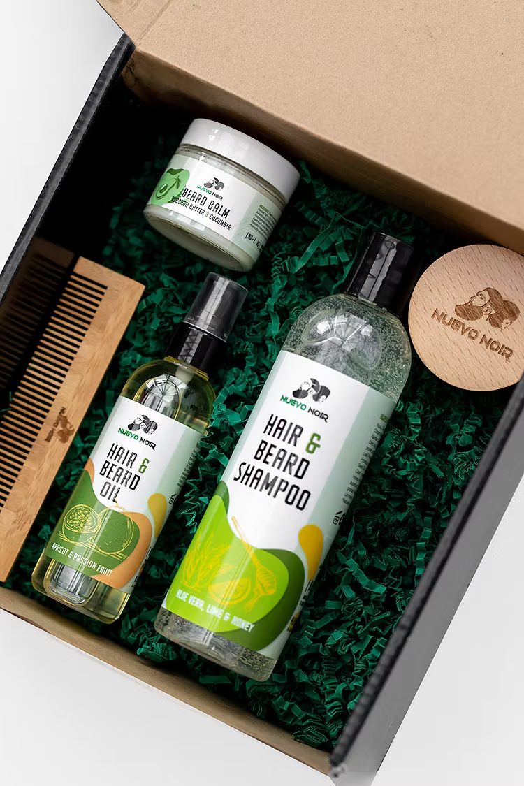Beard Gift Set: Hair & Beard Oil / Shampoo & Balm / Comb & Brush