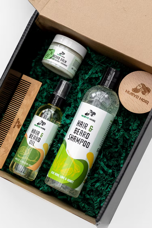Beard Gift Set: Hair & Beard Oil / Shampoo & Balm / Comb & Brush