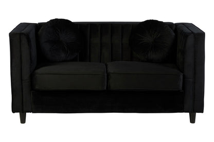 2 Seater Black Velvet Sofa, Farah