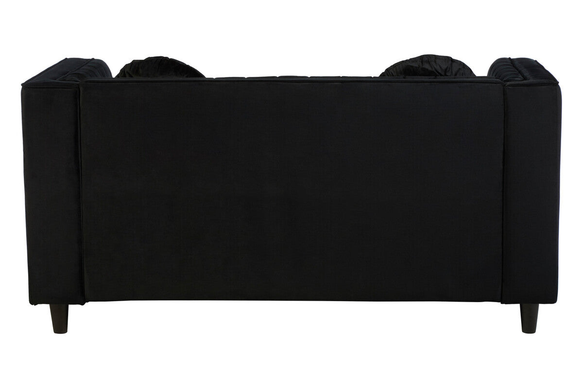2 Seater Black Velvet Sofa, Farah