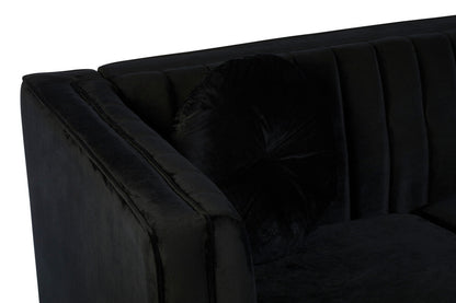2 Seater Black Velvet Sofa, Farah