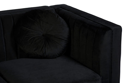 2 Seater Black Velvet Sofa, Farah