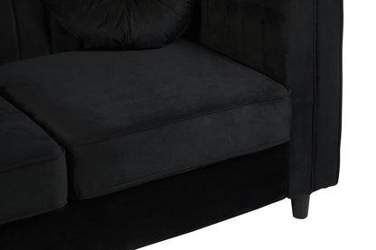 2 Seater Black Velvet Sofa, Farah