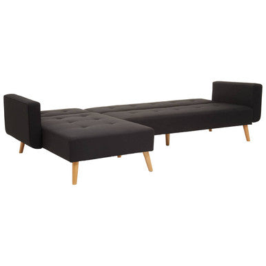 Black Linen Corner Sofa Bed, Hansa Hagen