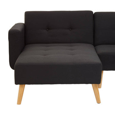 Black Linen Corner Sofa Bed, Hansa Hagen