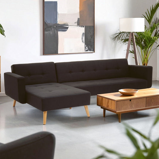 Black Linen Corner Sofa Bed, Hansa Hagen