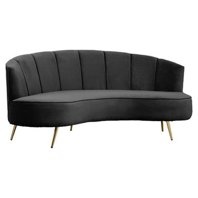 3 Seater Black Velvet Sofa, Hasna