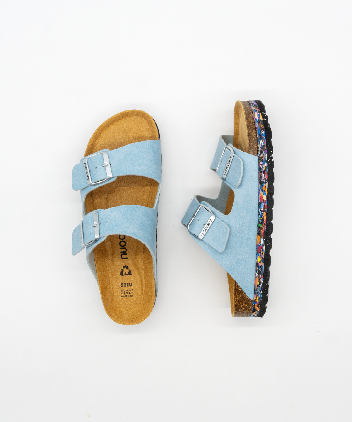Skye Recycled Vegan Leather Sandal - Light Blue – view 2