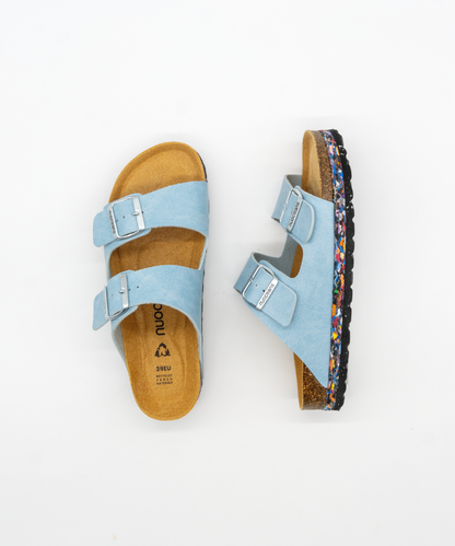 Skye Recycled Vegan Leather Sandal - Light Blue – view 2