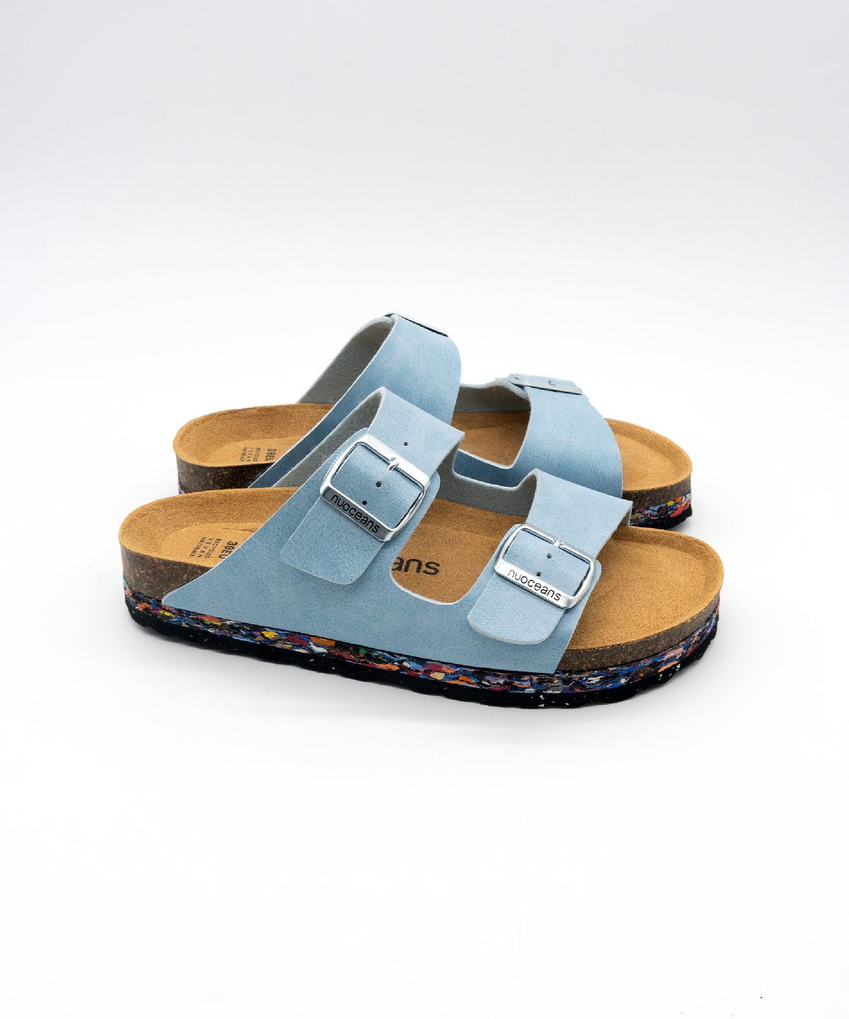 Skye Recycled Vegan Leather Sandal - Light Blue – view 3
