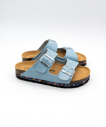 Skye Recycled Vegan Leather Sandal - Light Blue – view 3
