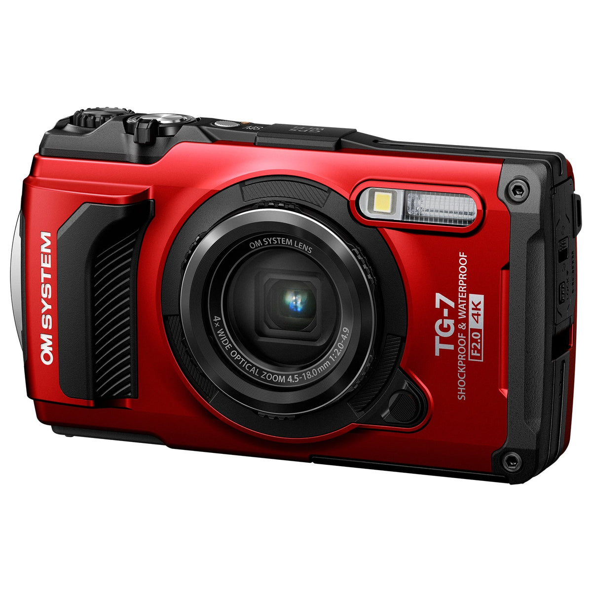 Om System Tg-7 12Mp 4x Zoom Tough Compact Camera - Red & Black