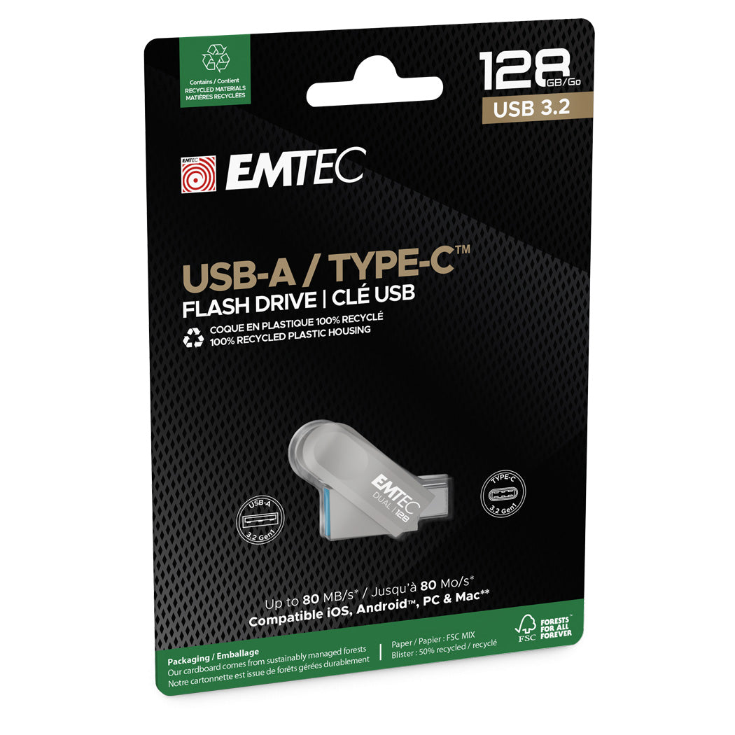 Emtec 128GB Dual USB-A 3.2 / USB-C D280 Flash Drive – view 3