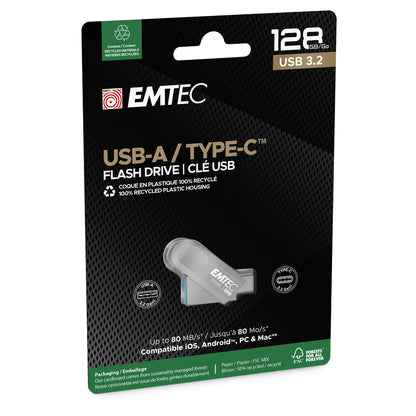 Emtec 128GB Dual USB-A 3.2 / USB-C D280 Flash Drive – view 3