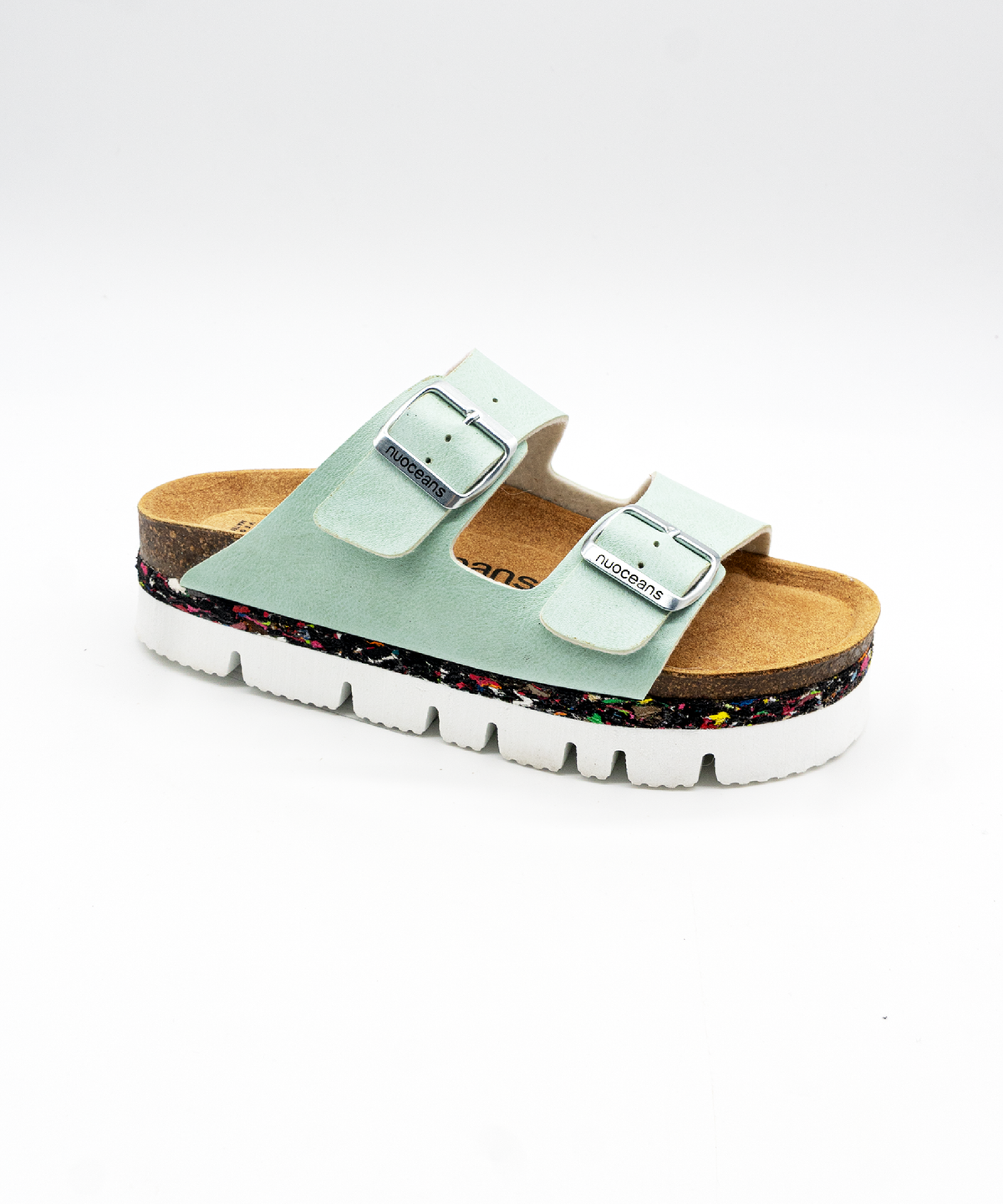 Bubbles Recycled Vegan Leather Platform Sandal - Aqua Blue – view 3