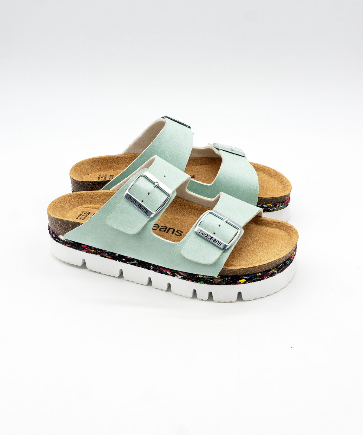 Bubbles Recycled Vegan Leather Platform Sandal - Aqua Blue – view 2
