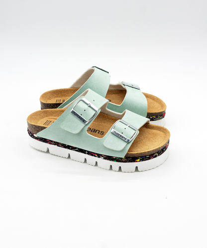 Bubbles Recycled Vegan Leather Platform Sandal - Aqua Blue – view 2