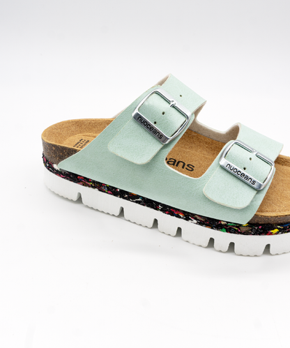 Bubbles Recycled Vegan Leather Platform Sandal - Aqua Blue – view 4