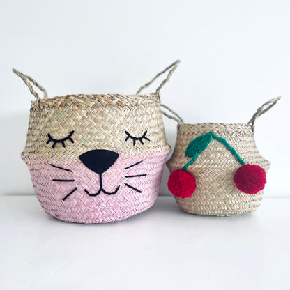 Pink Bottom Eyelash Whiskers Basket - Large