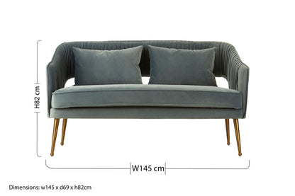 2 Seater Dusky Blue Velvet Sofa, Hendricks