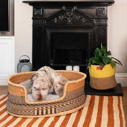 Pink, Burgundy, Navy, Woven Dog Pet Basket – view 3