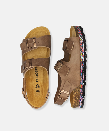 Hazel Recycled Vegan Leather Backstrap Sandal - Brown – view 2