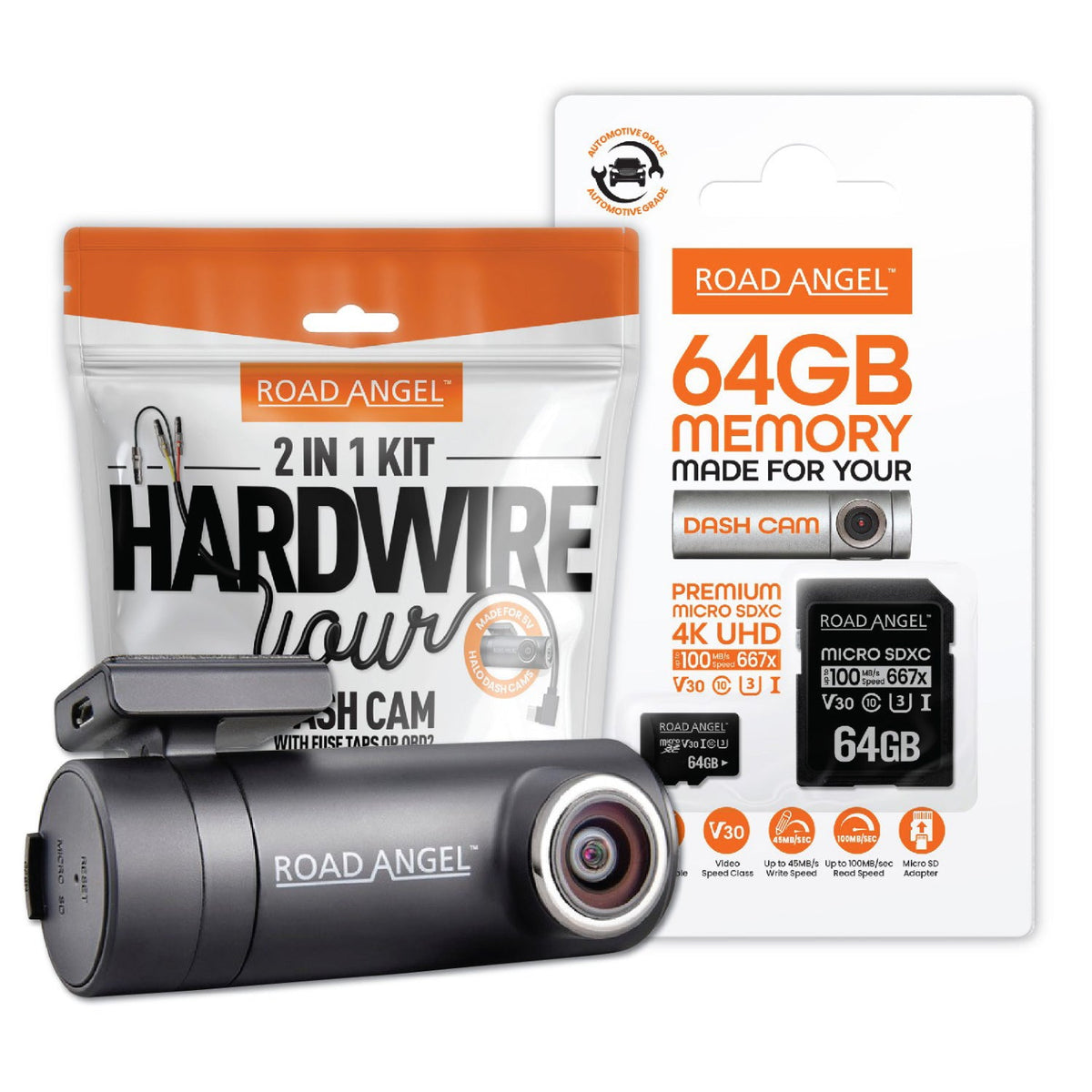Road Angel Halo Drive 2 Deluxe 1440p Dash Cam with 64GB Sd Card & Hardwire Kit