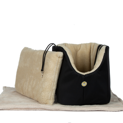 Soho Poms Black & Beige Luxury Rainy Bear Dog Carrier