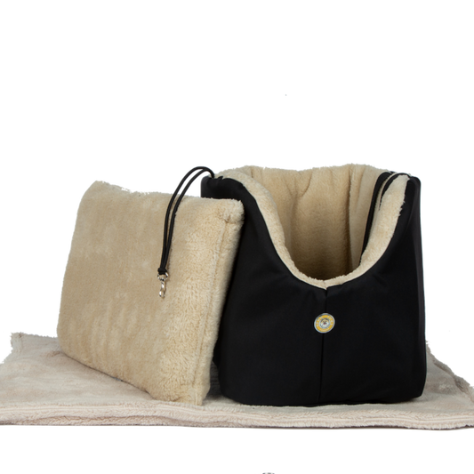 Soho Poms Black & Beige Luxury Rainy Bear Dog Carrier