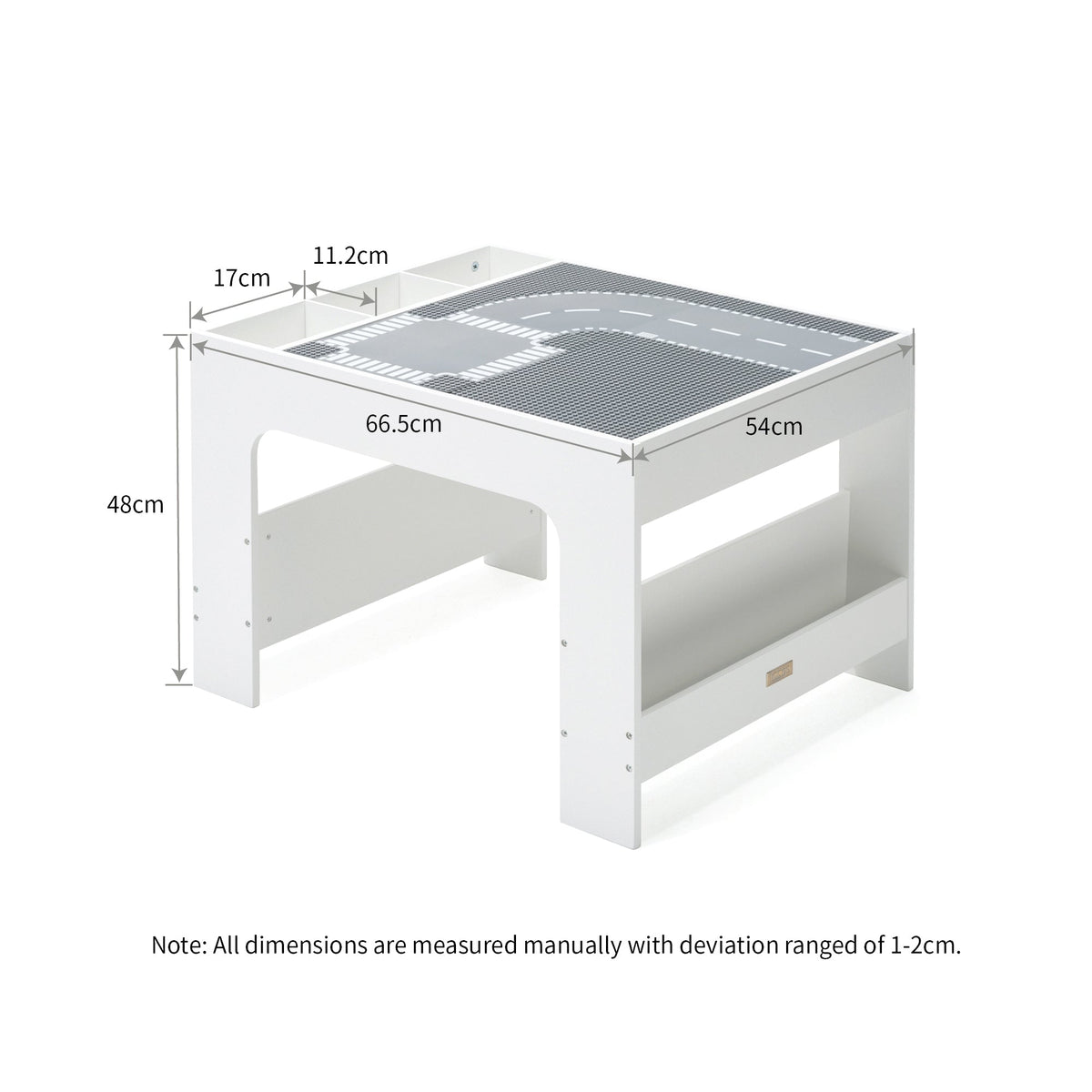 Kids Wooden Activity Table with Storage, Baseplate and Blackboard – view 12