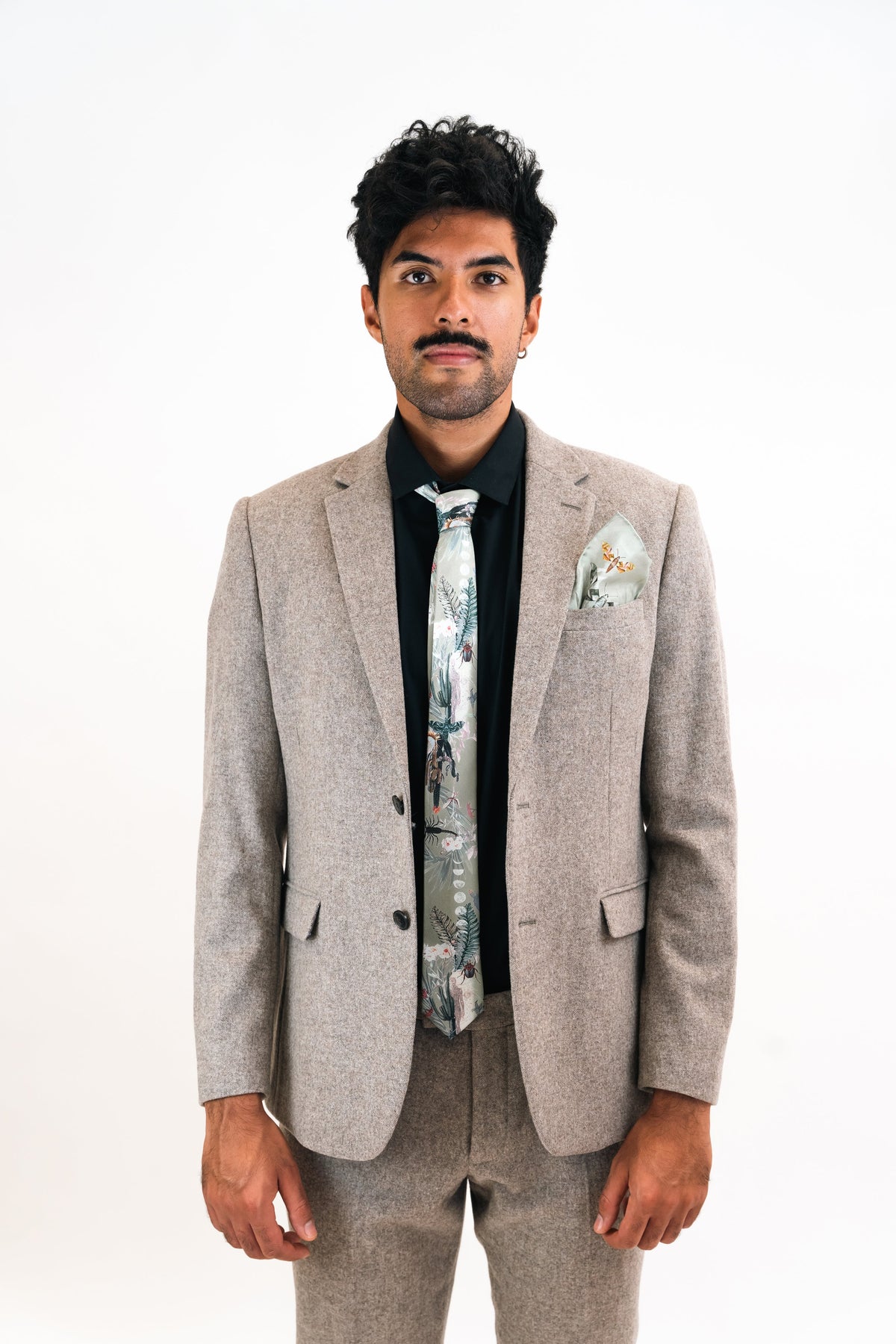 Sage Green Luxury Silk Pocket Square and tie men's Gift set 'Mirage' design inspired by Arizona Desert – view 8