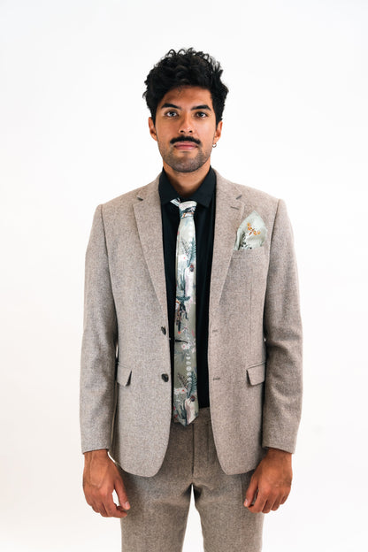 Sage Green Luxury Silk Pocket Square and tie men's Gift set 'Mirage' design inspired by Arizona Desert – view 8