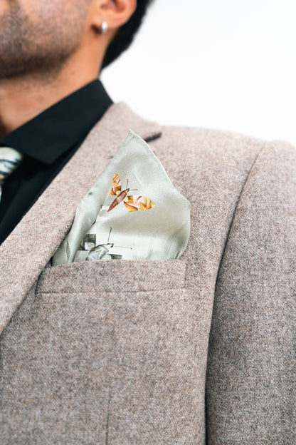 Sage Green Luxury Silk Pocket Square and tie men's Gift set 'Mirage' design inspired by Arizona Desert – view 2