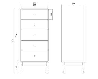 Wright Walnut Tallboy Chest of 5 Drawers – view 11